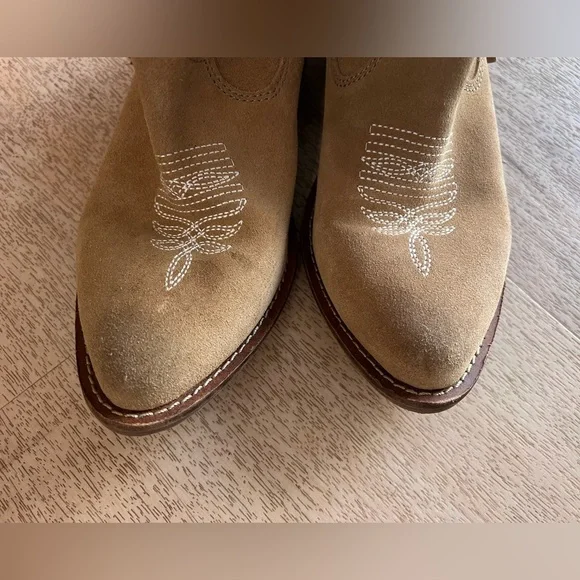 Dingo tan suede fringe lonestar cowboy cowgirl boots booties - Picture 4 of 10